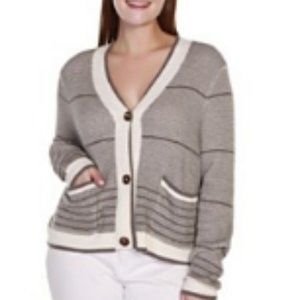 Belldini Black Label Plus Size Striped Button Front Cardigan Sweater Sz.…